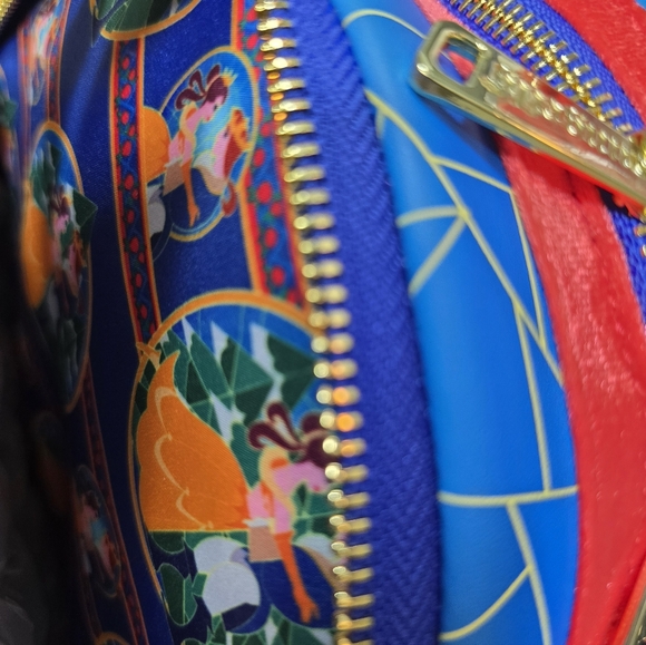 Loungefly Disney Belle Beauty Beast Stained Glass Winter Mini Backpack / Wallet - Picture 8 of 8
